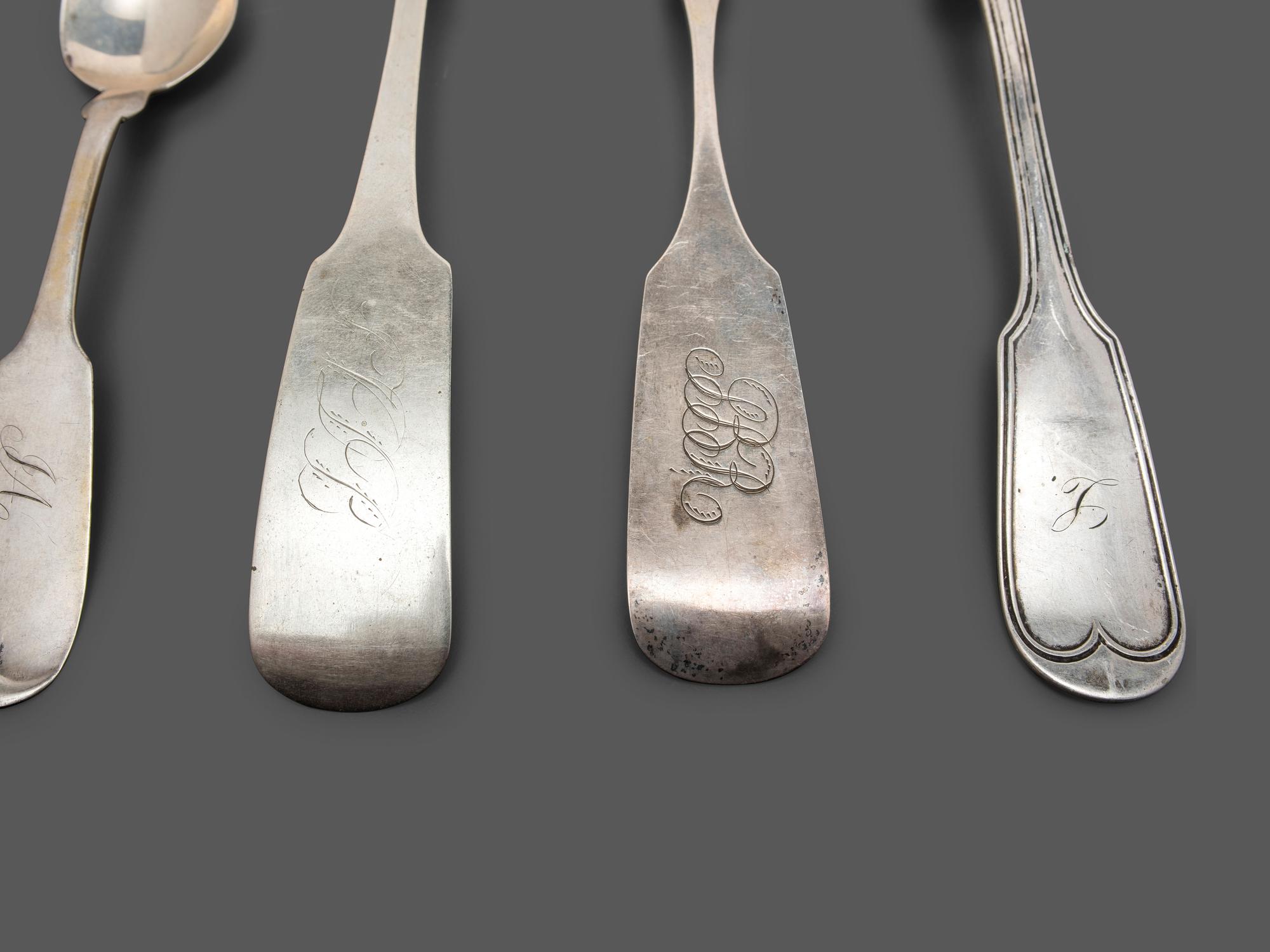 A Collection of Coin Silver Flatware