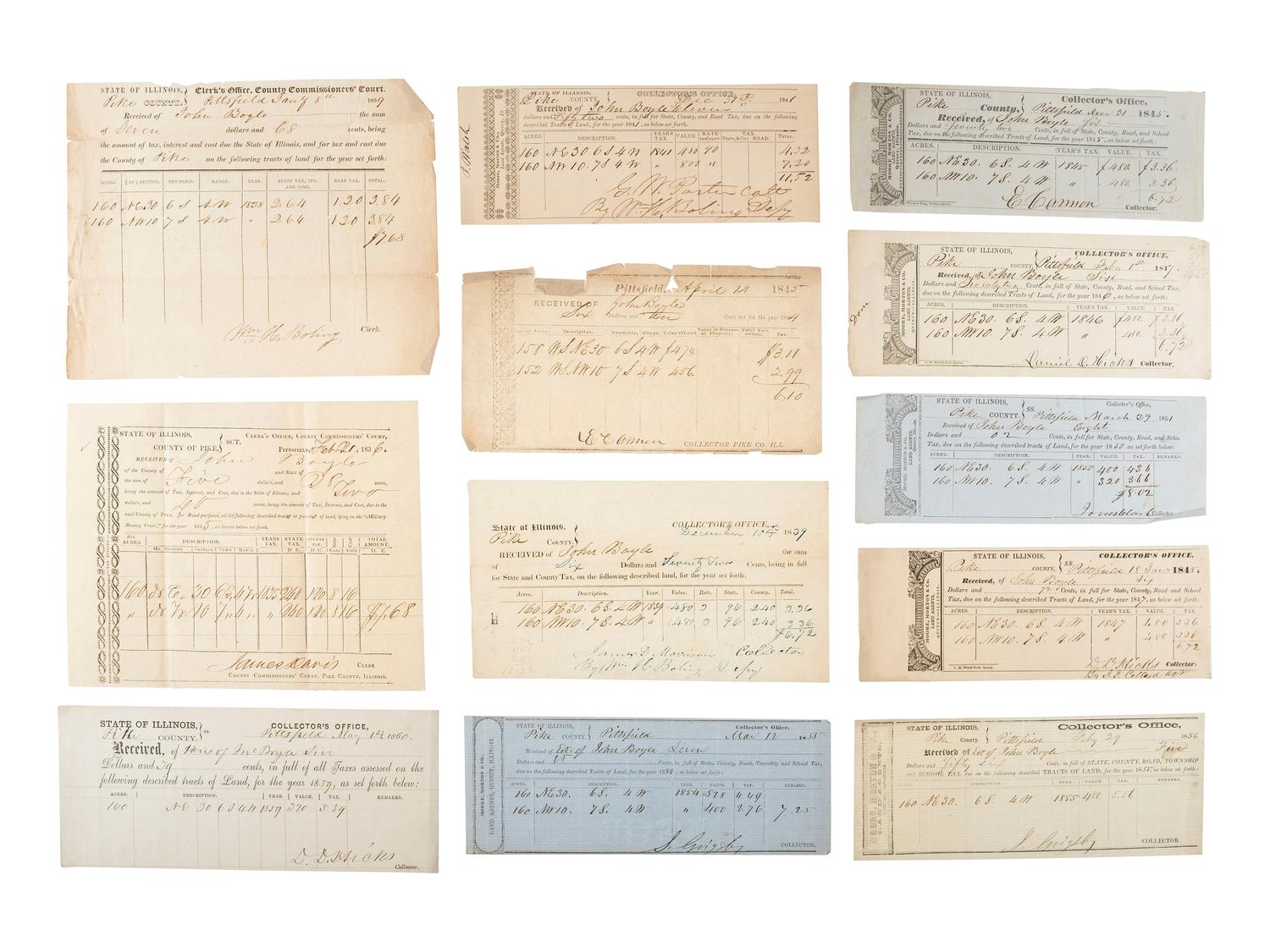 [ILLINOIS] -- [BOYLE, John (1777-1849)]. Archive of correspondence and documents related to the land holdings of speculator, businessman, and Secretary of the Navy John Boyle.