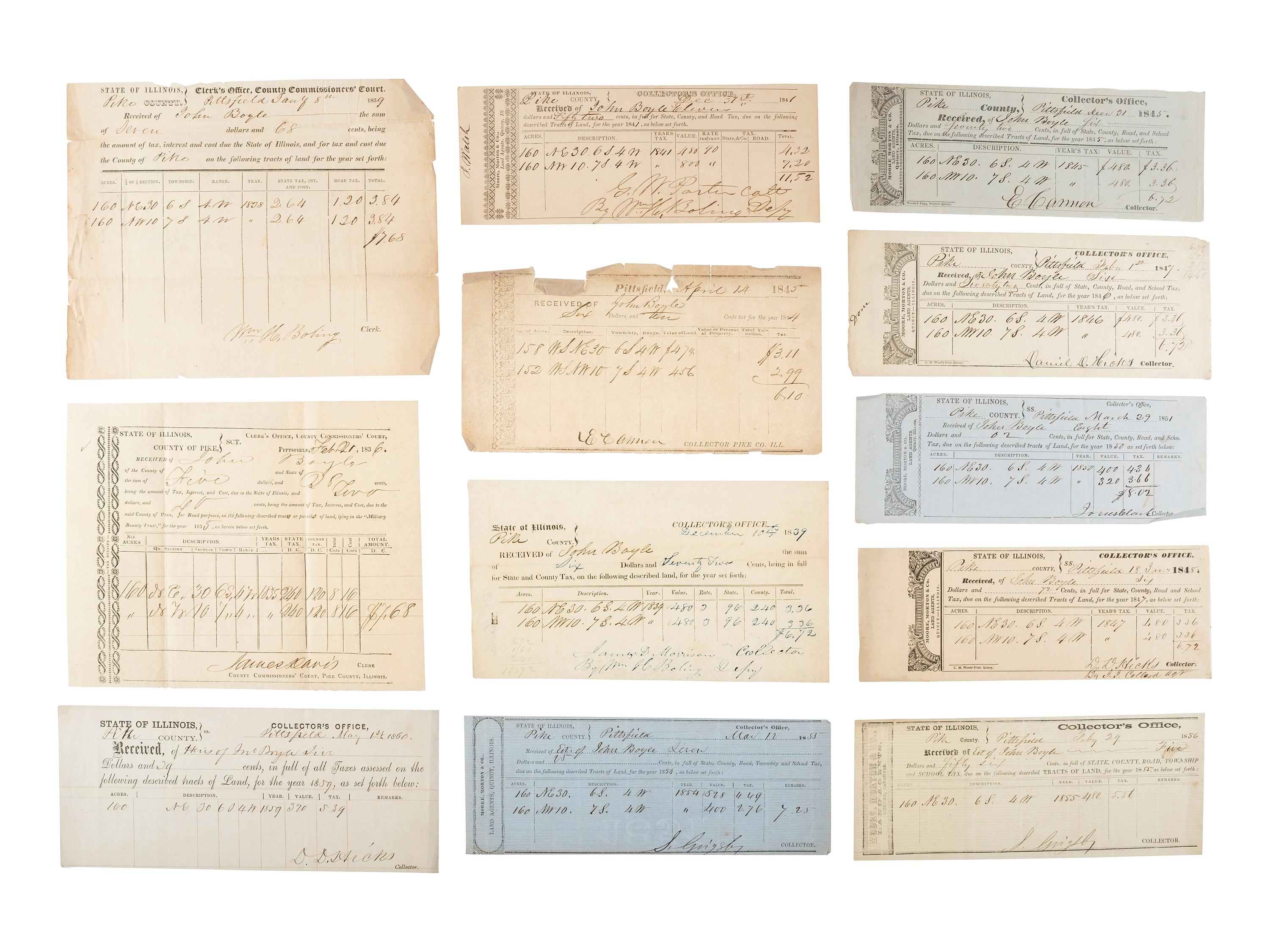 [ILLINOIS] -- [BOYLE, John (1777-1849)]. Archive of correspondence and documents related to the land holdings of speculator, businessman, and Secretary of the Navy John Boyle.