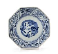 A Japanese Blue and White Octagonal Dish. Diameter 5 1/2 inches.