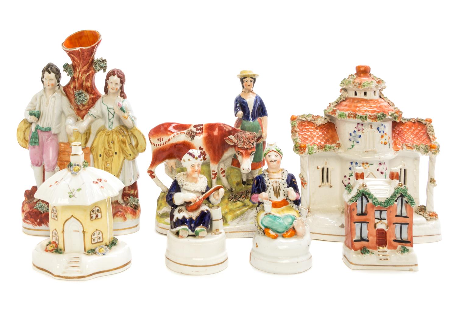 Sixteen Staffordshire Pottery Articles Height of tallest 10 inches. — MID 19TH CENTURY