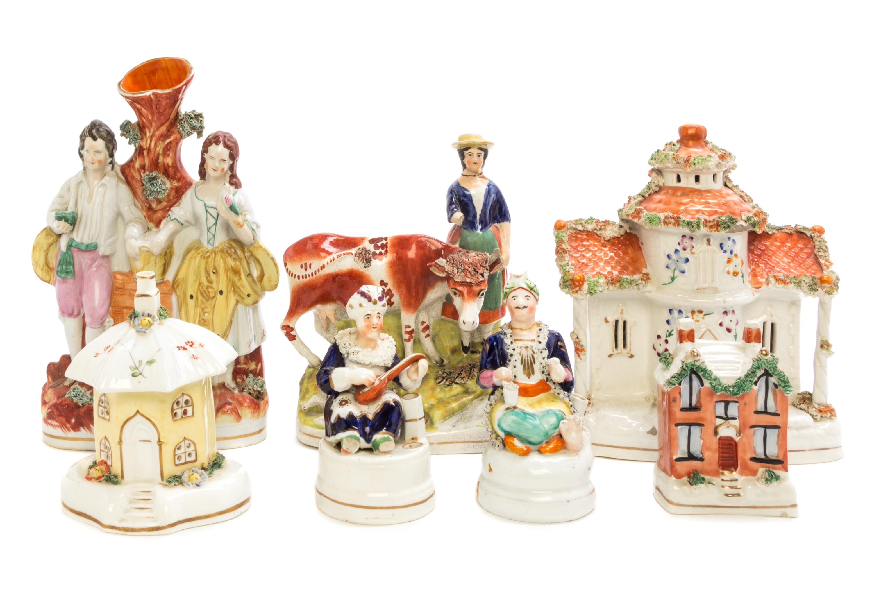 Sixteen Staffordshire Pottery Articles Height of tallest 10 inches. — MID 19TH CENTURY