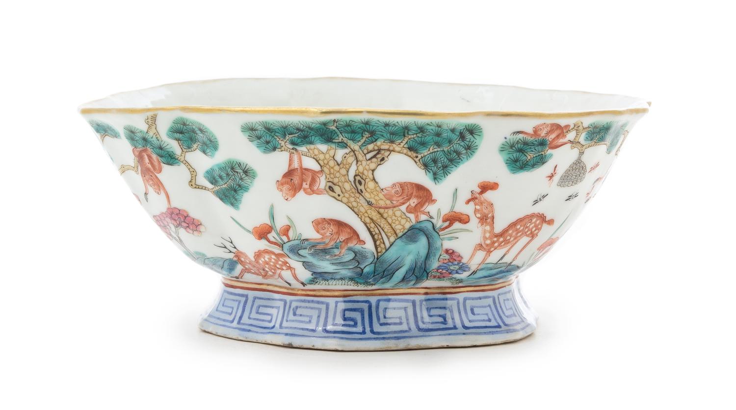 A Famille Rose Porcelain Bowl Height 3 1/2 inches, diameter 8 1/2 inches. — MID-LATE 19TH CENTURY