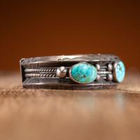 Navajo Silver and Turquoise Cuff Bracelet