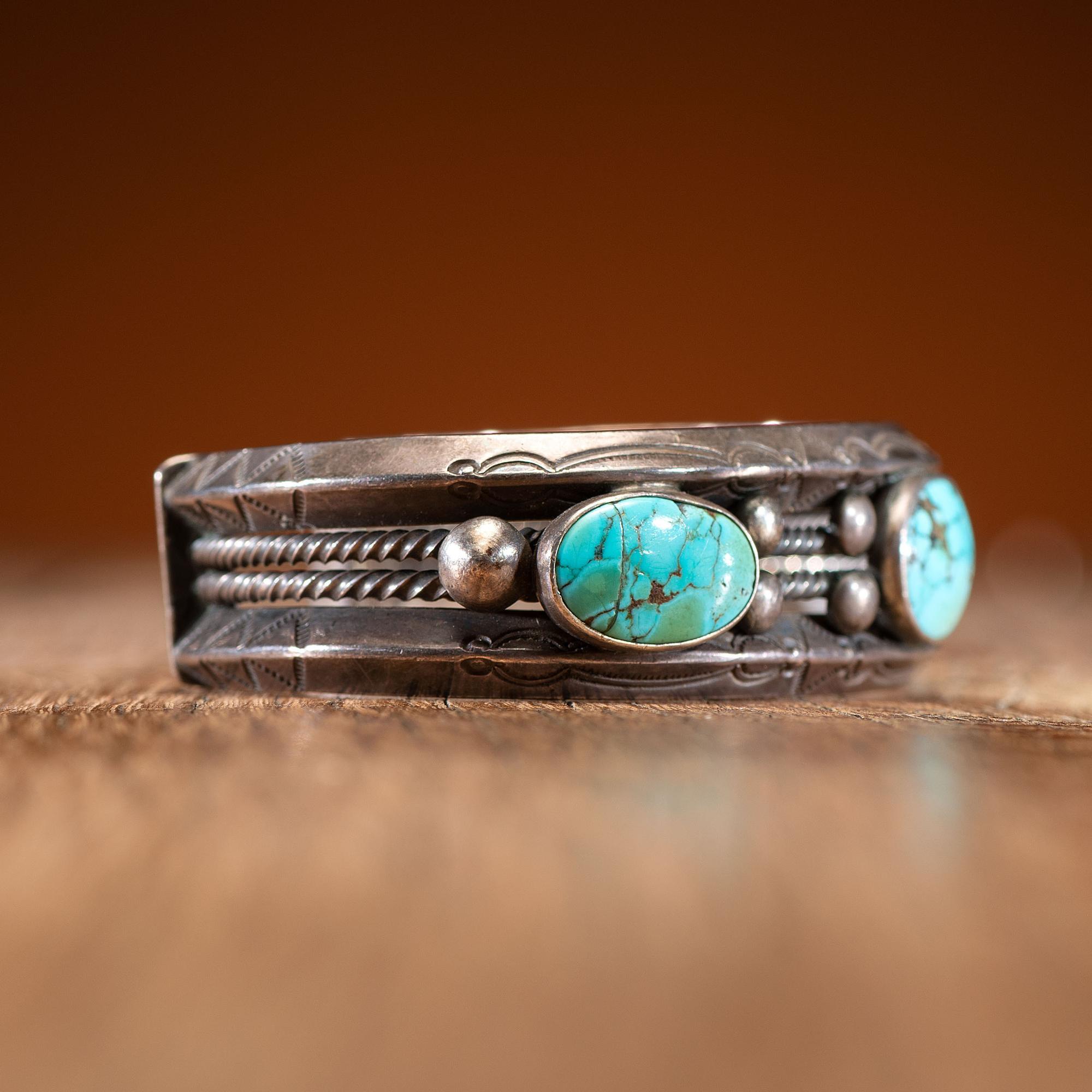 Navajo Silver and Turquoise Cuff Bracelet