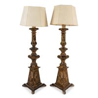 A Pair of Italian Baroque Style Giltwood Torchères