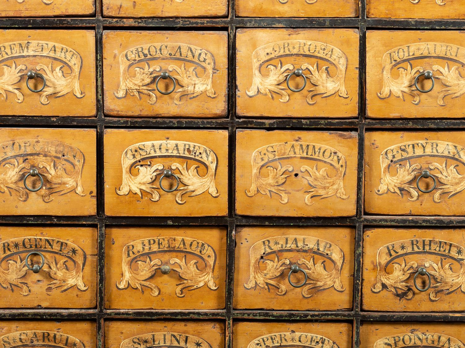 A Country Paint Decorated Apothecary Cabinet