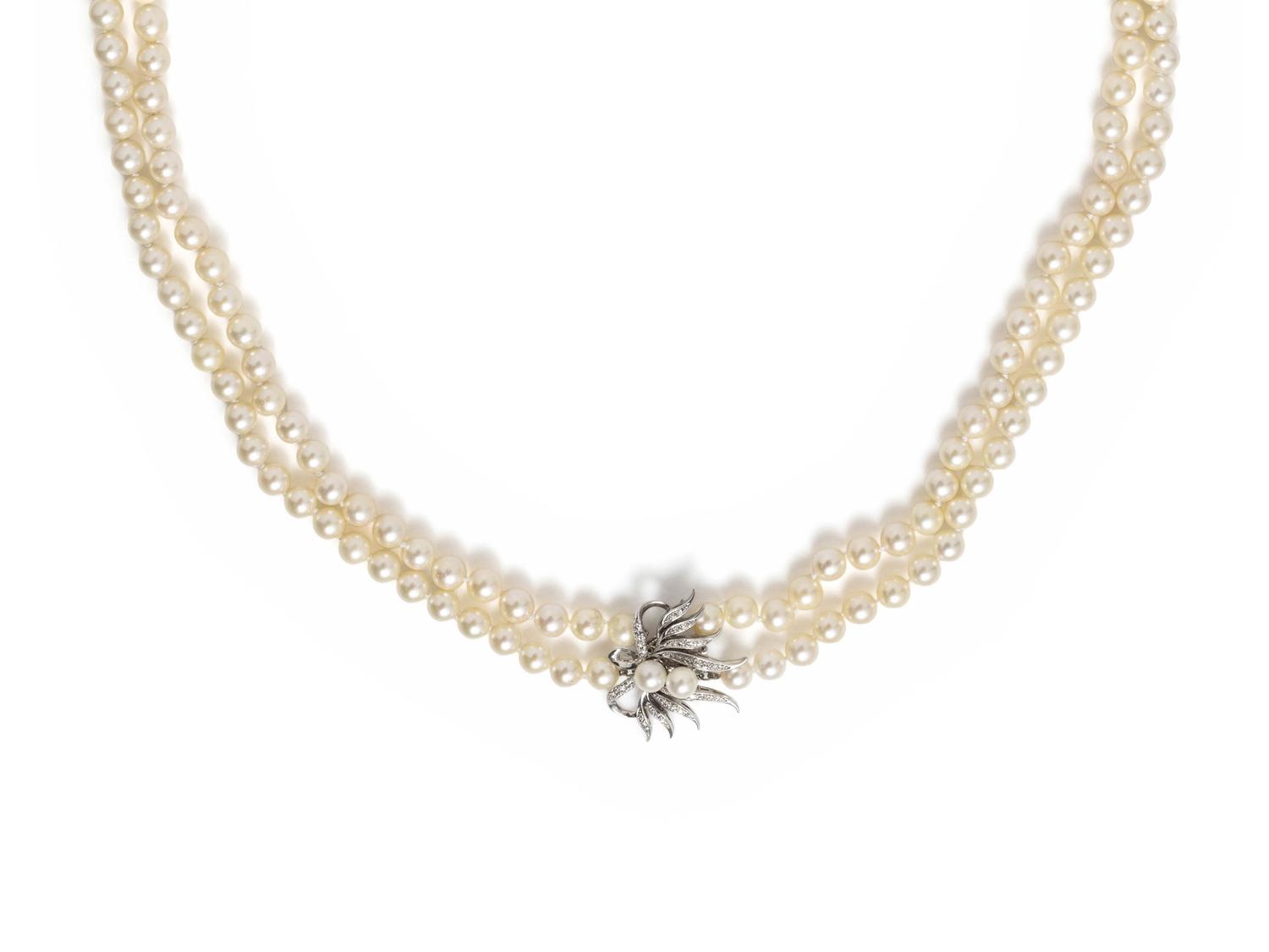 CULTURED PEARL AND DIAMOND CONVERTIBLE NECKLACE