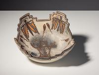 Zuni Terraced Bowl, with Butterflies, Dragonflies, Toads, and Tadpoles