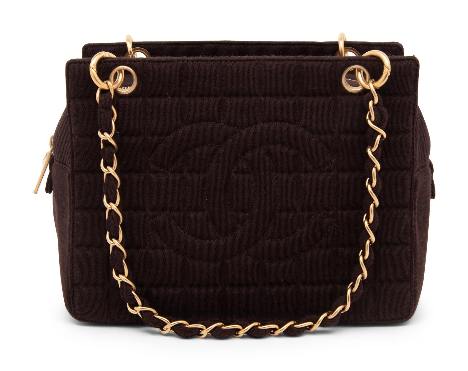 Chanel, Dark Brown Jersey Handbag