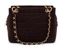 Chanel, Dark Brown Jersey Handbag