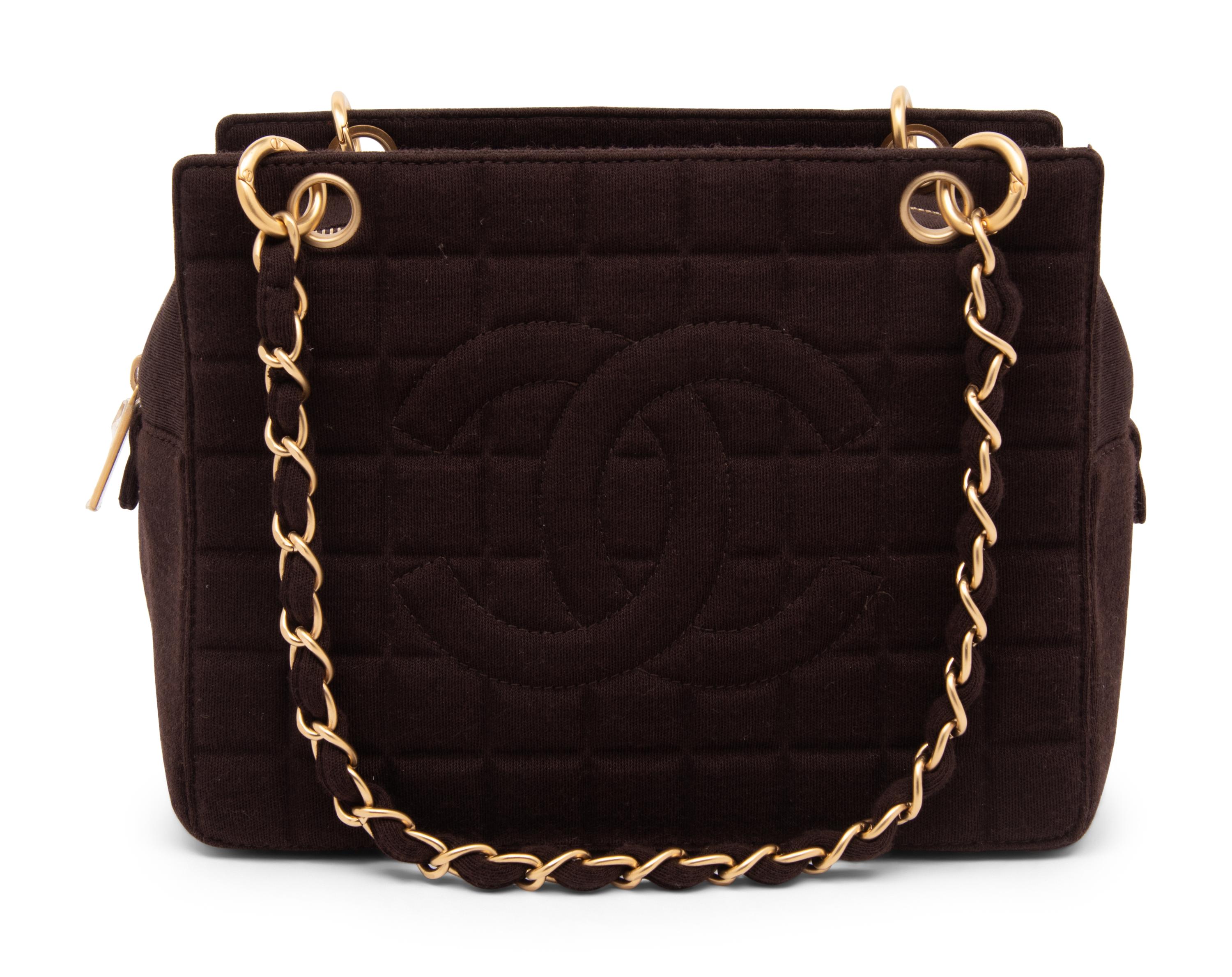 Chanel, Dark Brown Jersey Handbag