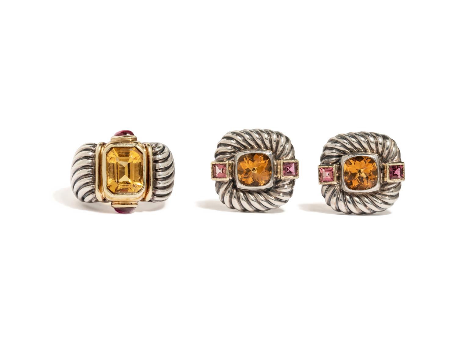 DAVID YURMAN, COLLECTION OF YELLOW GOLD, STERLING SILVER, CITRINE, AND PINK TOURMALINE JEWELRY