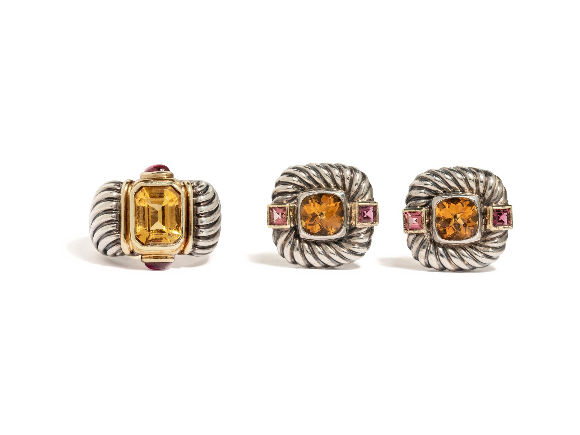 DAVID YURMAN, COLLECTION OF YELLOW GOLD, STERLING SILVER, CITRINE, AND PINK TOURMALINE JEWELRY