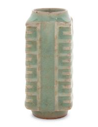 A Celadon Glazed Miniature Cong Vase