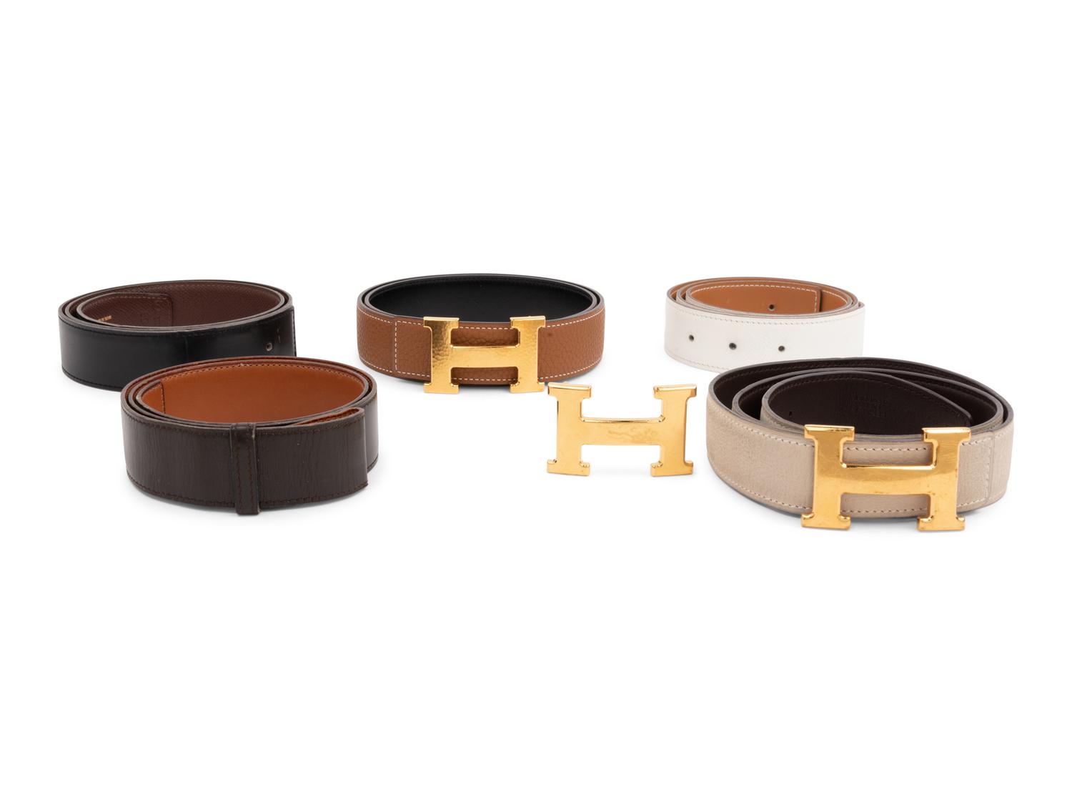 Five Hermès Belts and Three Buckles, 1975-2014