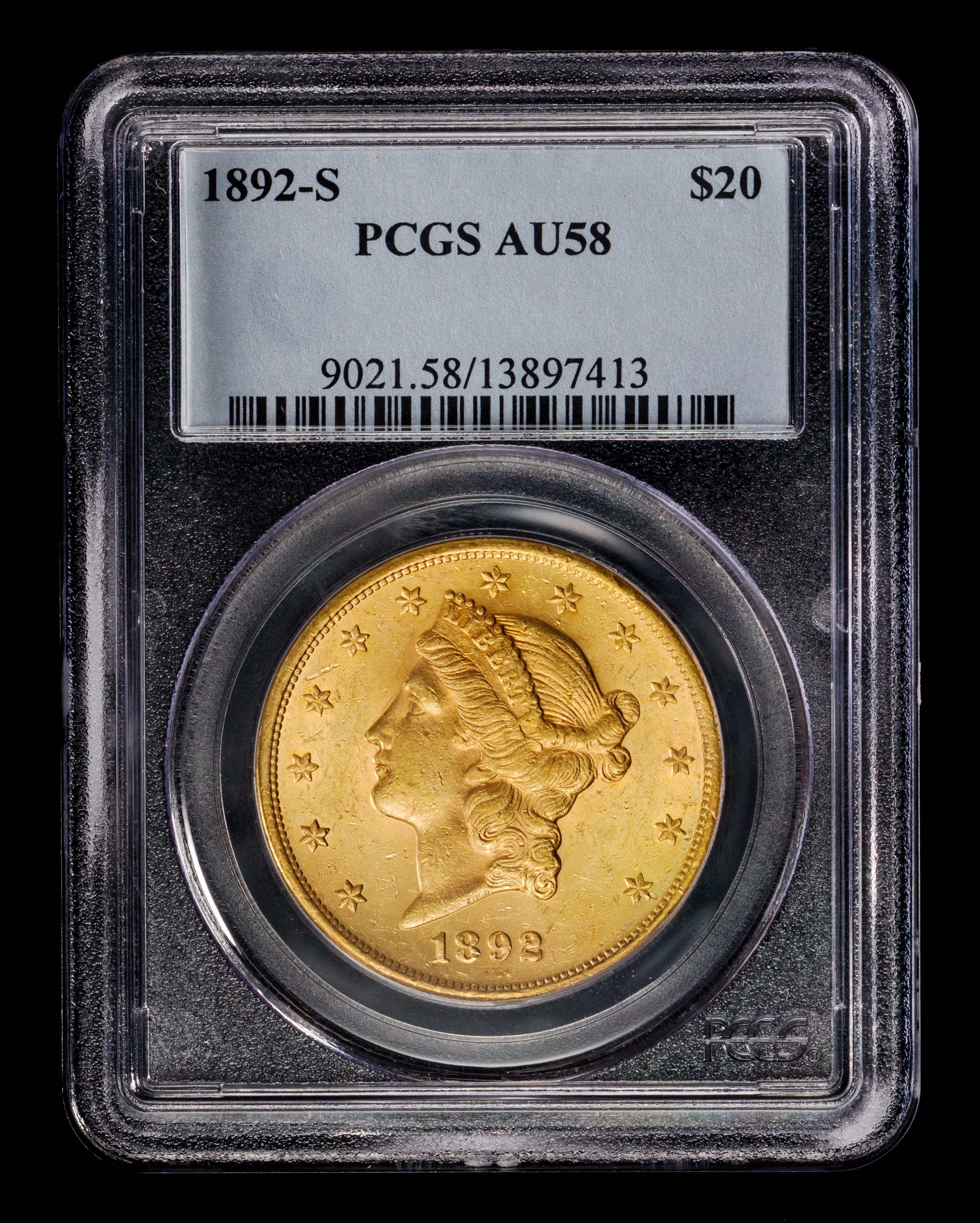 A United States 1892-S Liberty Head $20 Gold Coin