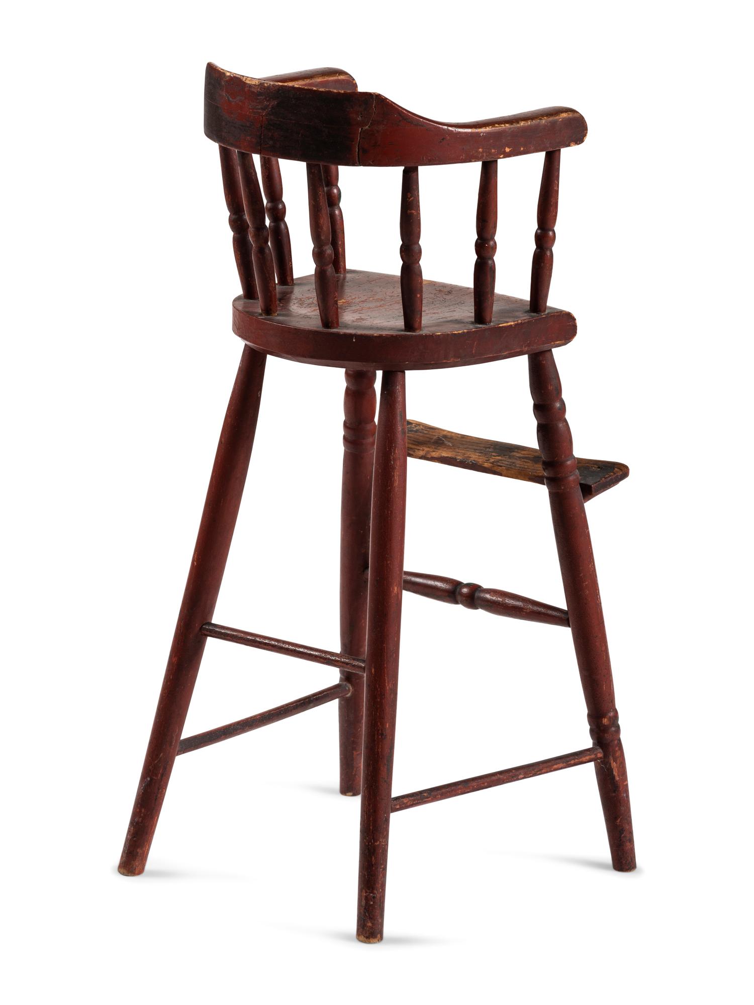 A Federal Turned and Stencil Decorated Child's High Chair