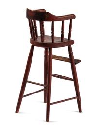 A Federal Turned and Stencil Decorated Child's High Chair