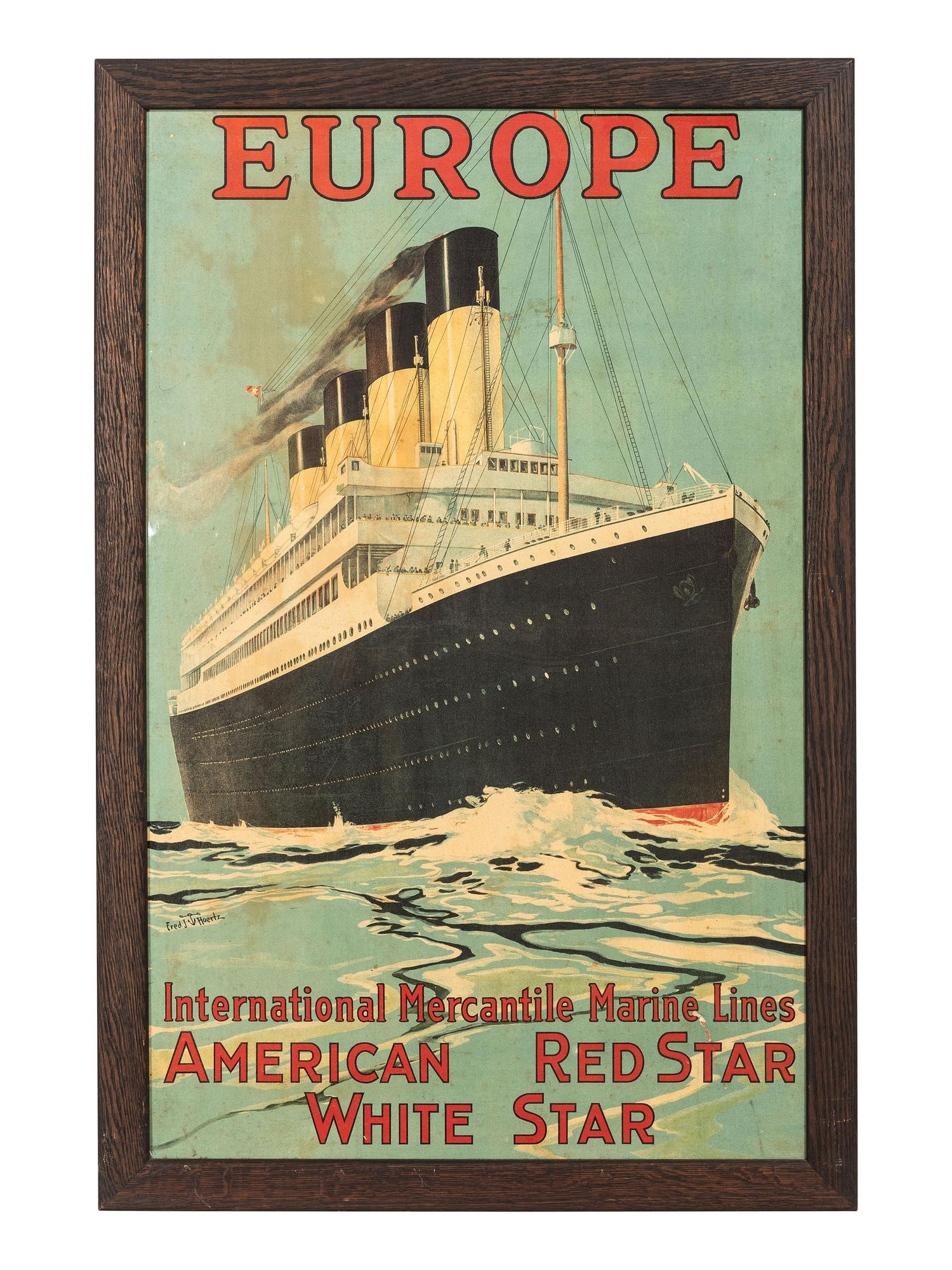 Two Ship Line Advertisement Lithographs
