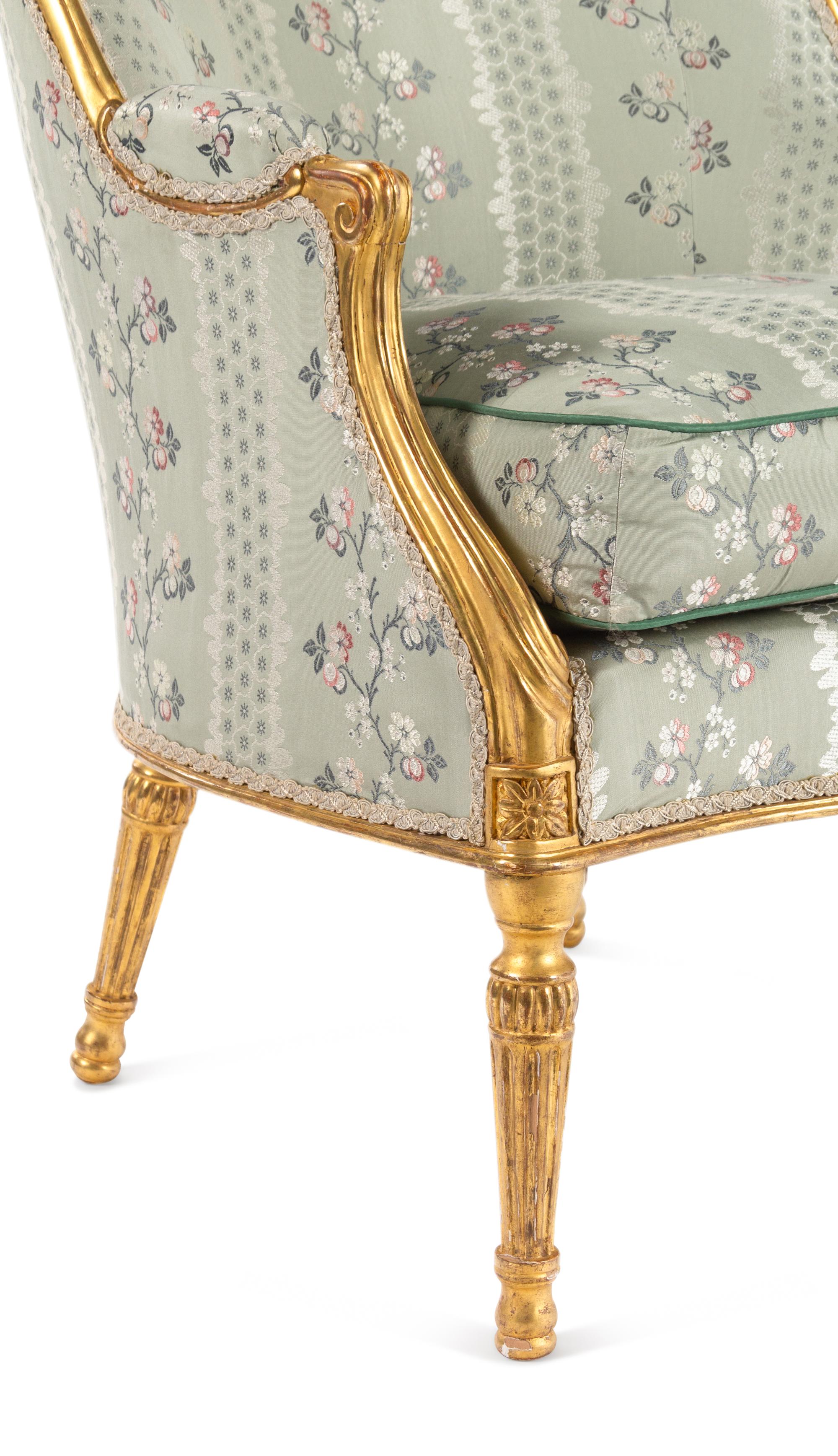 A George III Carved Giltwood Bergère