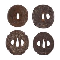Lot of Four Japanese Tsubas with Folkloric Animal Motifs