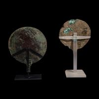 Two Roman Bronze Hand Mirrors