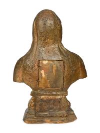 A Continental Carved and Polychrome Decorated Reliquary Bust