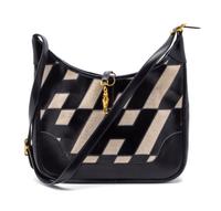 A Rare Hermes Ulysses Navy Leather and Ivory Canvas Le Trim Bag, 13 x 12 x 2 1/2 inches.