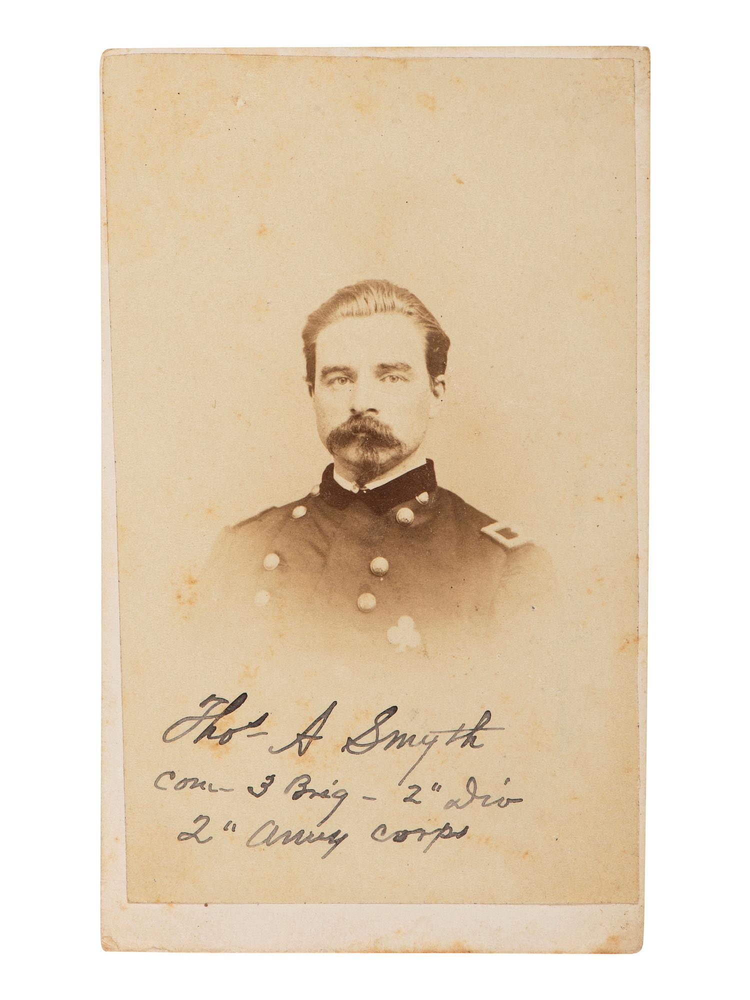 [CIVIL WAR - GETTYSBURG]. Autographed CDV of General Thomas A. Smyth, the last Union general killed in the war. Wilmington, DE: Wm. H. Curry, ca 1865