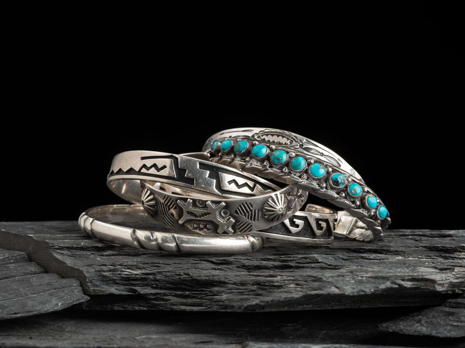 Slender Navajo, Zuni, and Hopi Cuff Bracelets