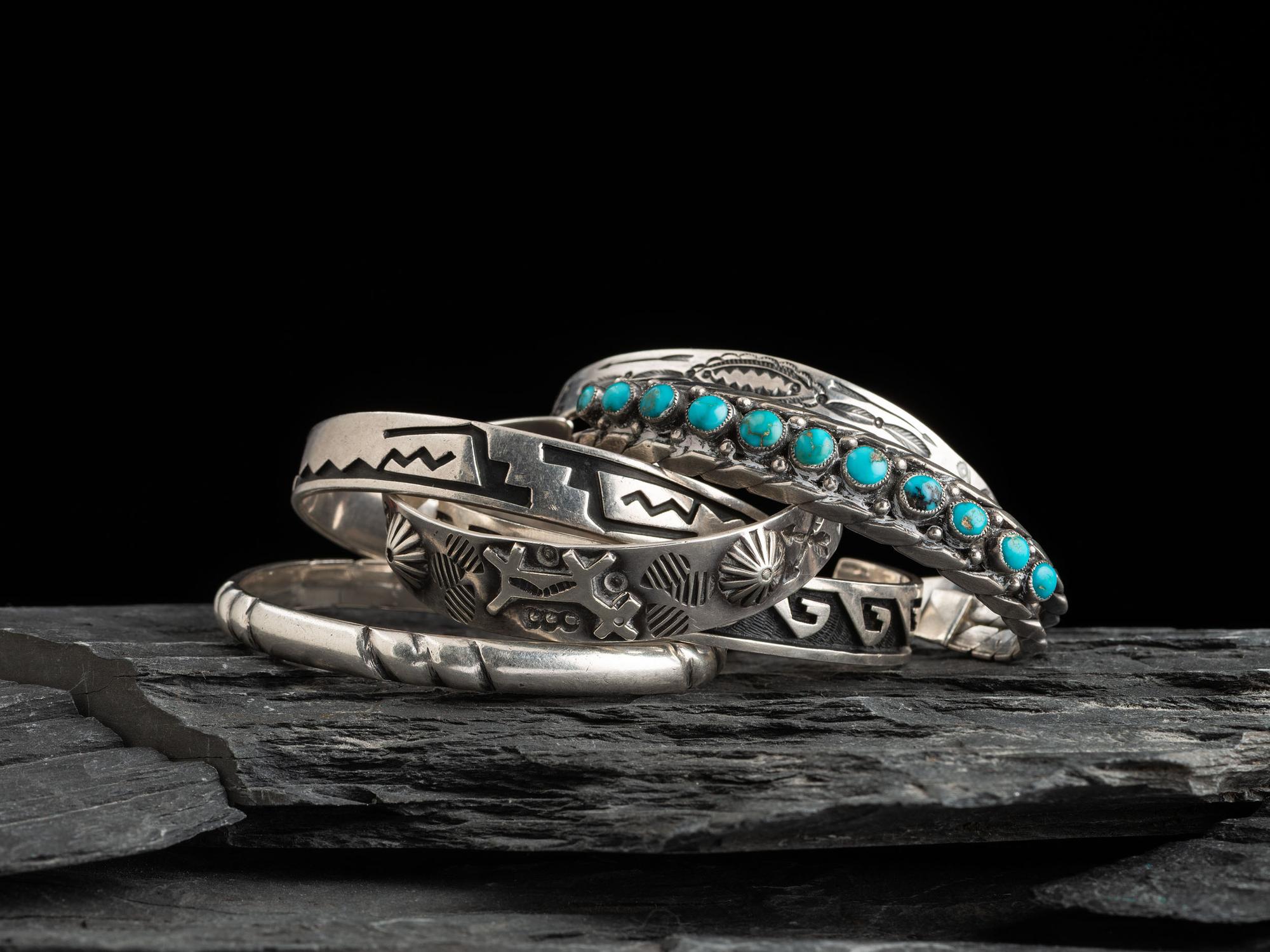Slender Navajo, Zuni, and Hopi Cuff Bracelets