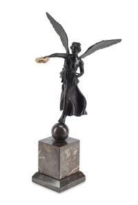 A Patinated and Parcel Gilt Bronze Figure of Winged Liberty