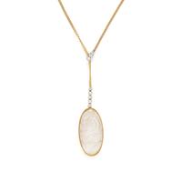 BICOLOR GOLD, DIAMOND, AND CARVED ROCK CRYSTAL NECKLACE