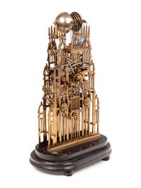 An English Brass and Steel Cathedral Skeleton Clock