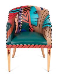 Painted Leather Side Chair