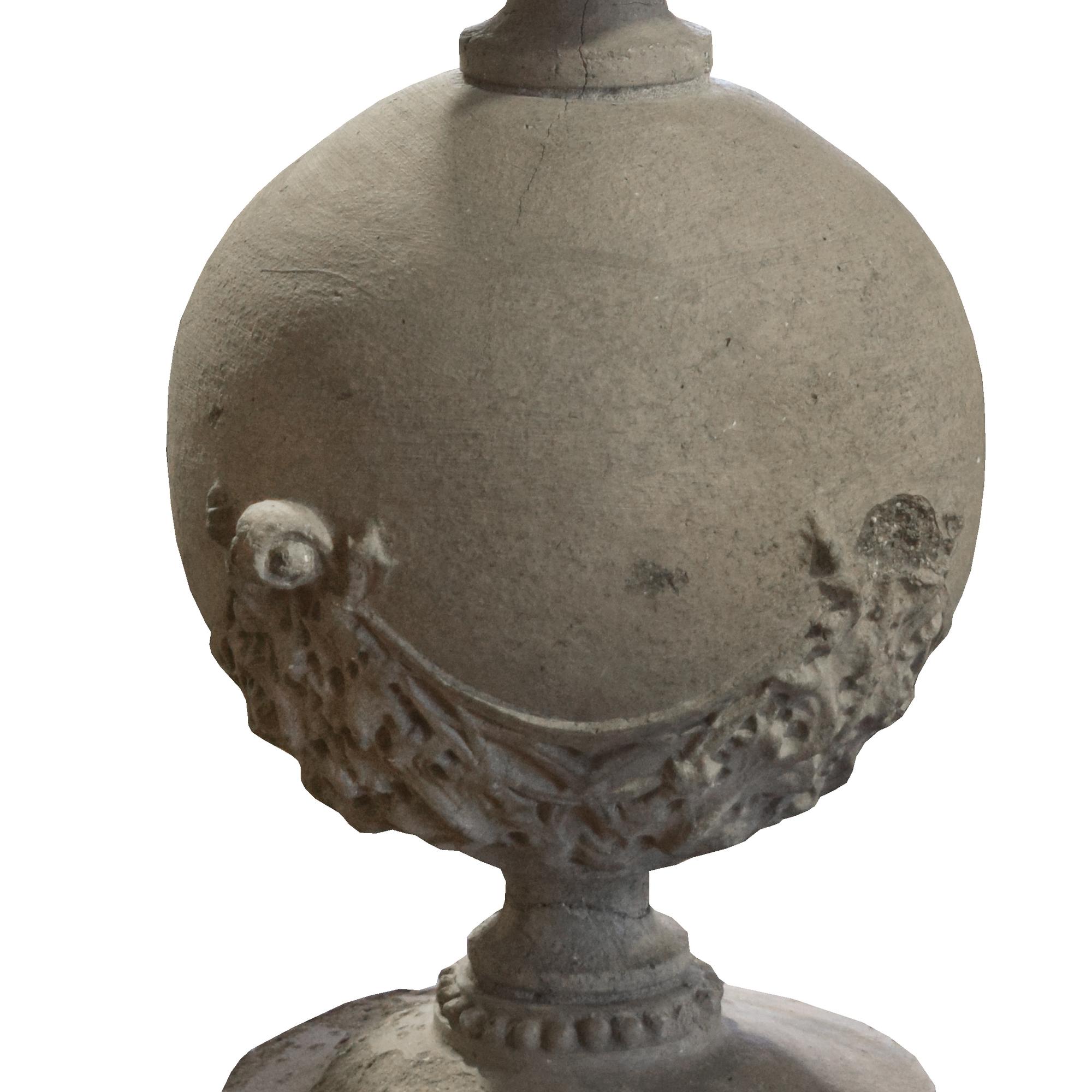 A Set of Three Frank Lloyd Wright Terra Cotta Decorative Balusters from the Robert Roloson Rowhouses 9" W x 9" D x 17" H — United States, Circa 1894