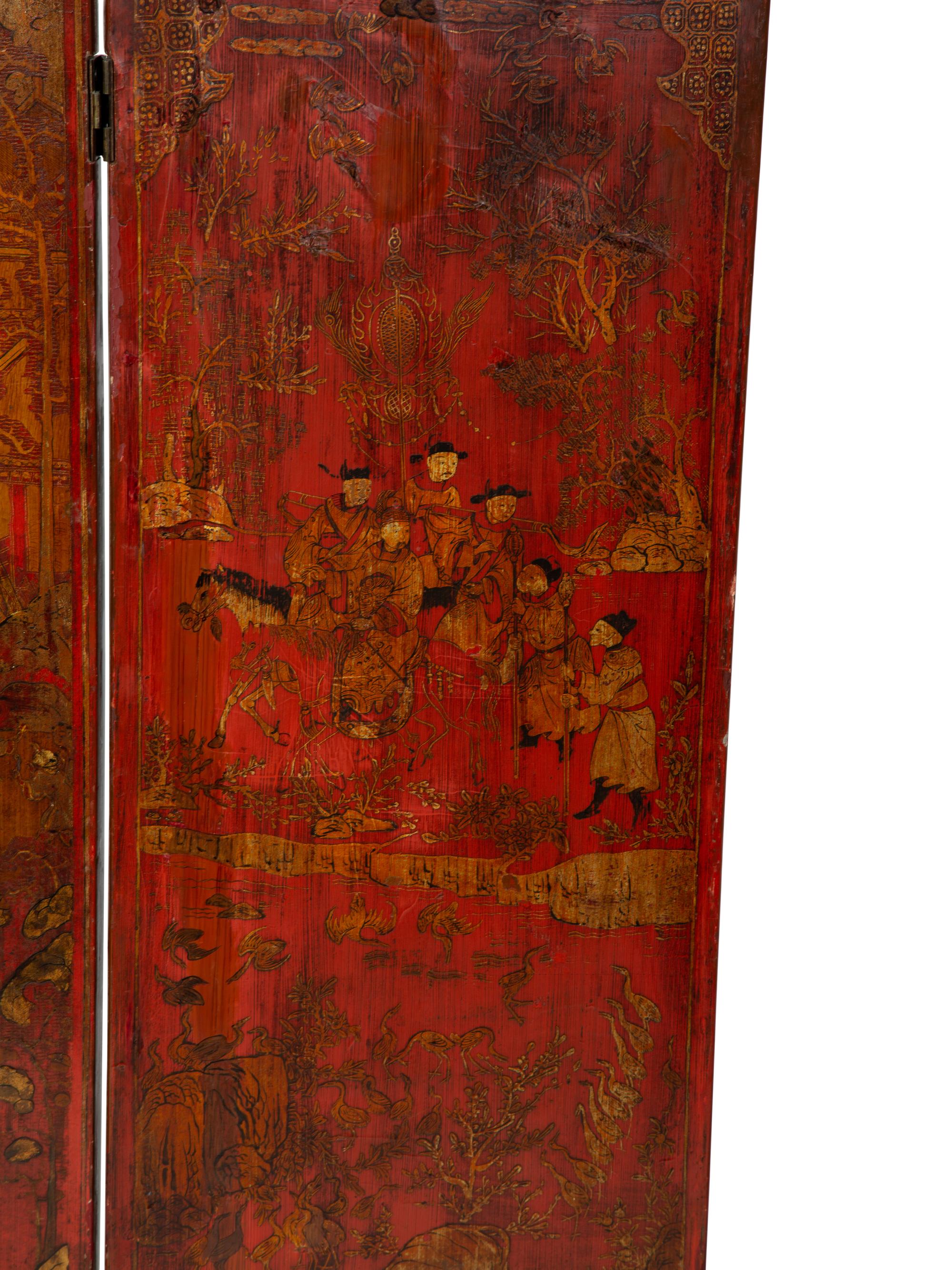 A Chinese Coromandel Lacquer Four-Panel Screen — 19TH/20TH CENTURY