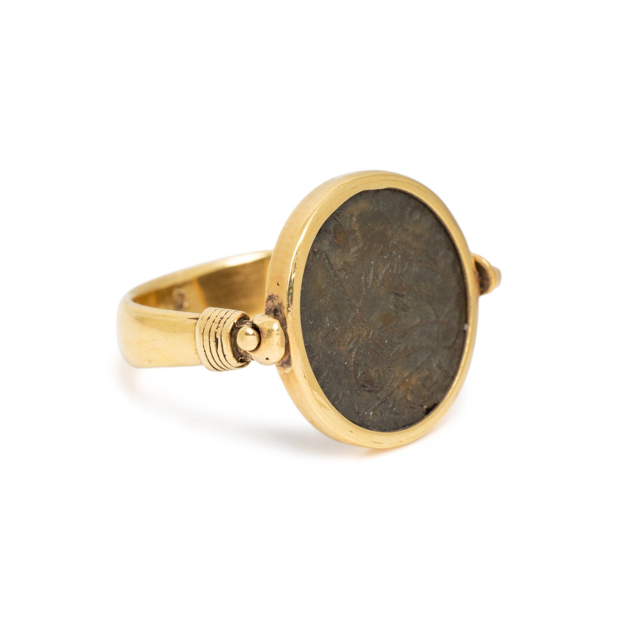 YELLOW GOLD AND ANCIENT ROMAN COIN RING