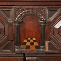 Two James II style inlaid walnut cupboards, late 19th / early 20th century, partially incorporating 17th-century elements