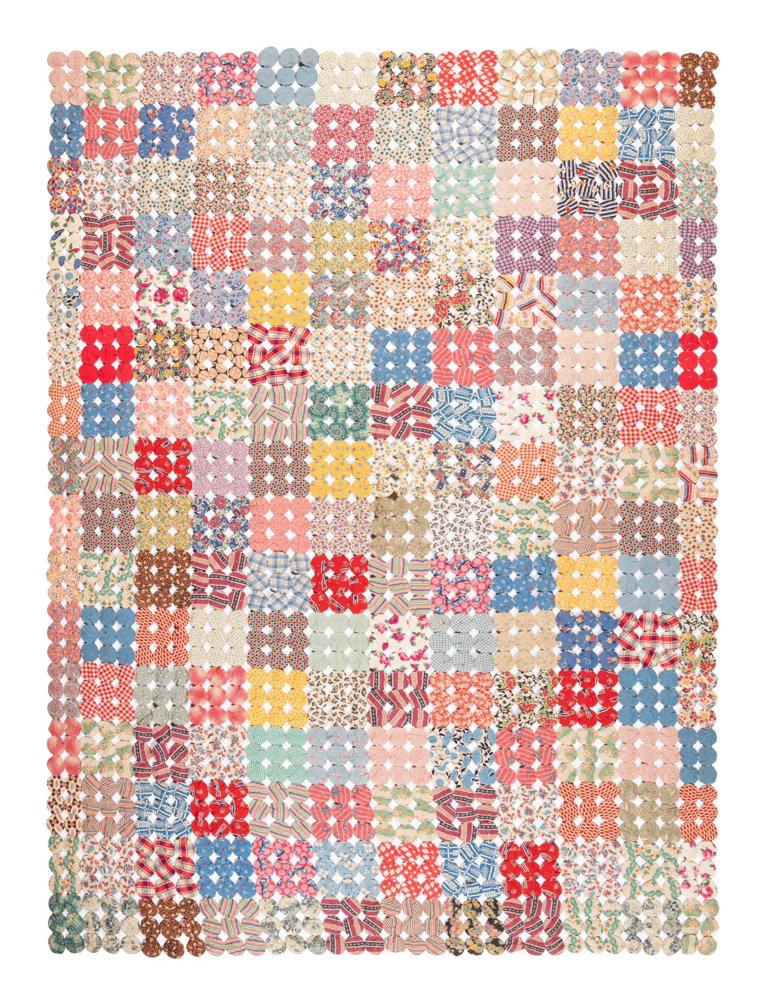 A Pieced Cotton Yo-Yo Quilt