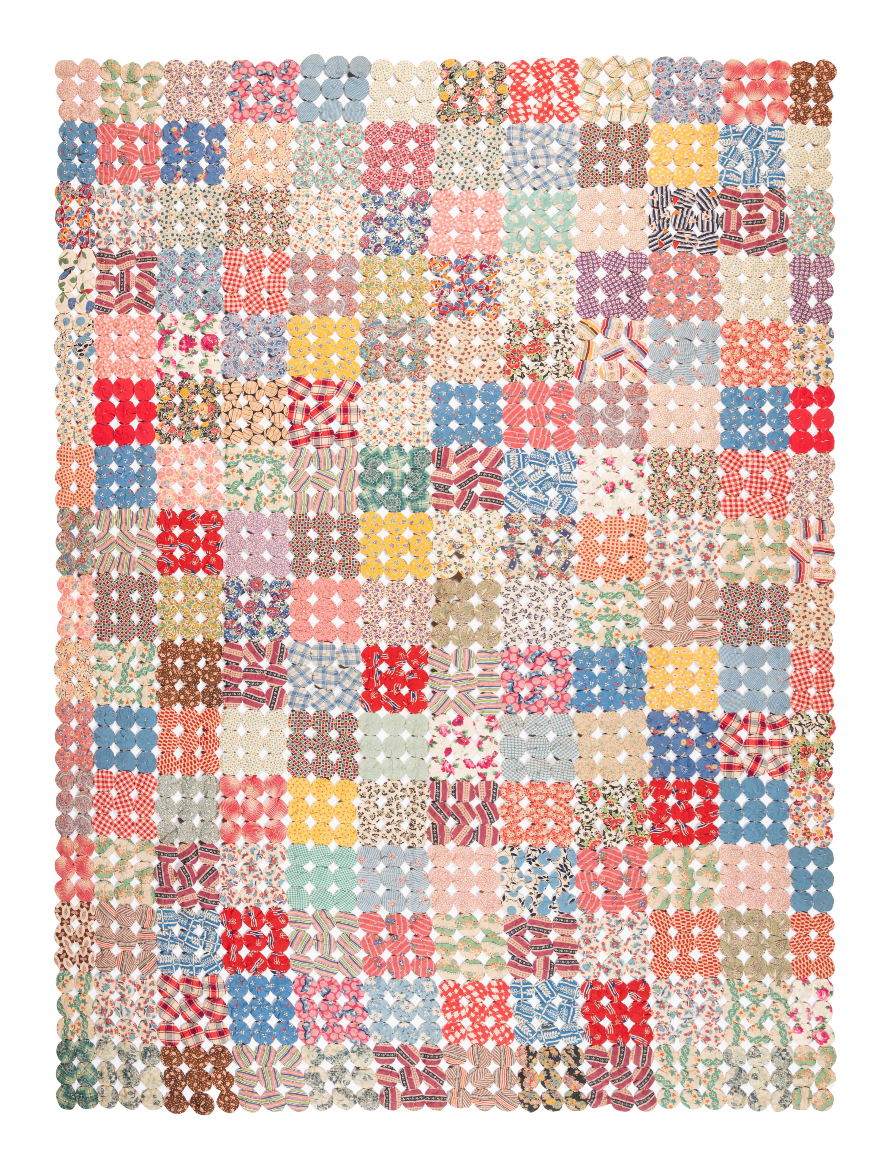 A Pieced Cotton Yo-Yo Quilt