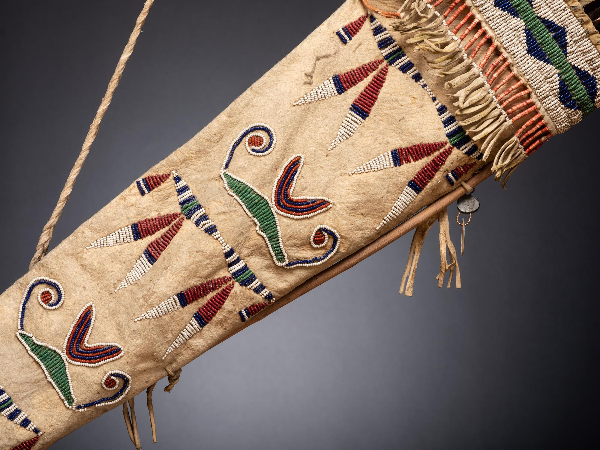 Yankton Sioux Beaded Hide Quiver, with Arrows