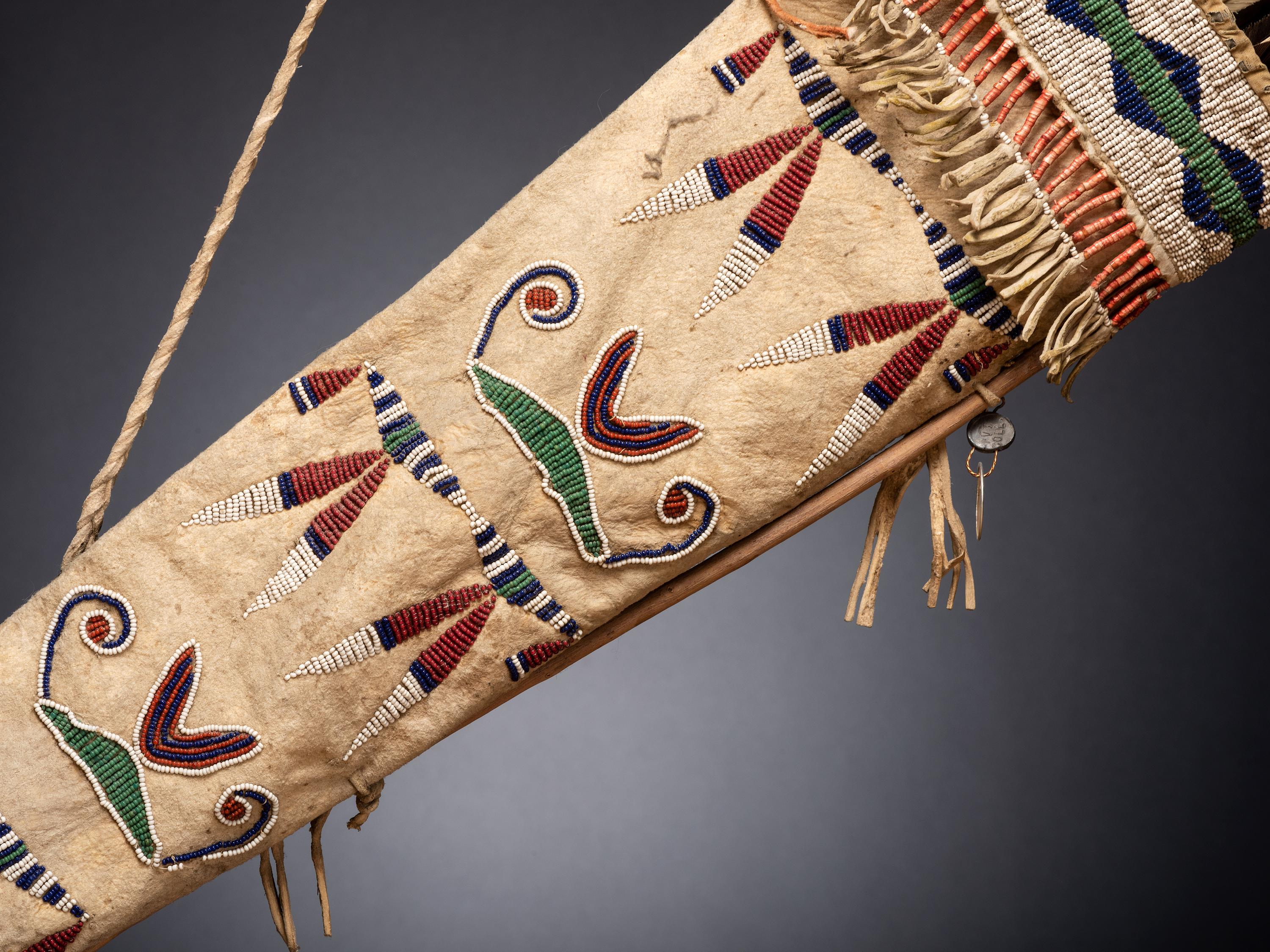 Yankton Sioux Beaded Hide Quiver, with Arrows