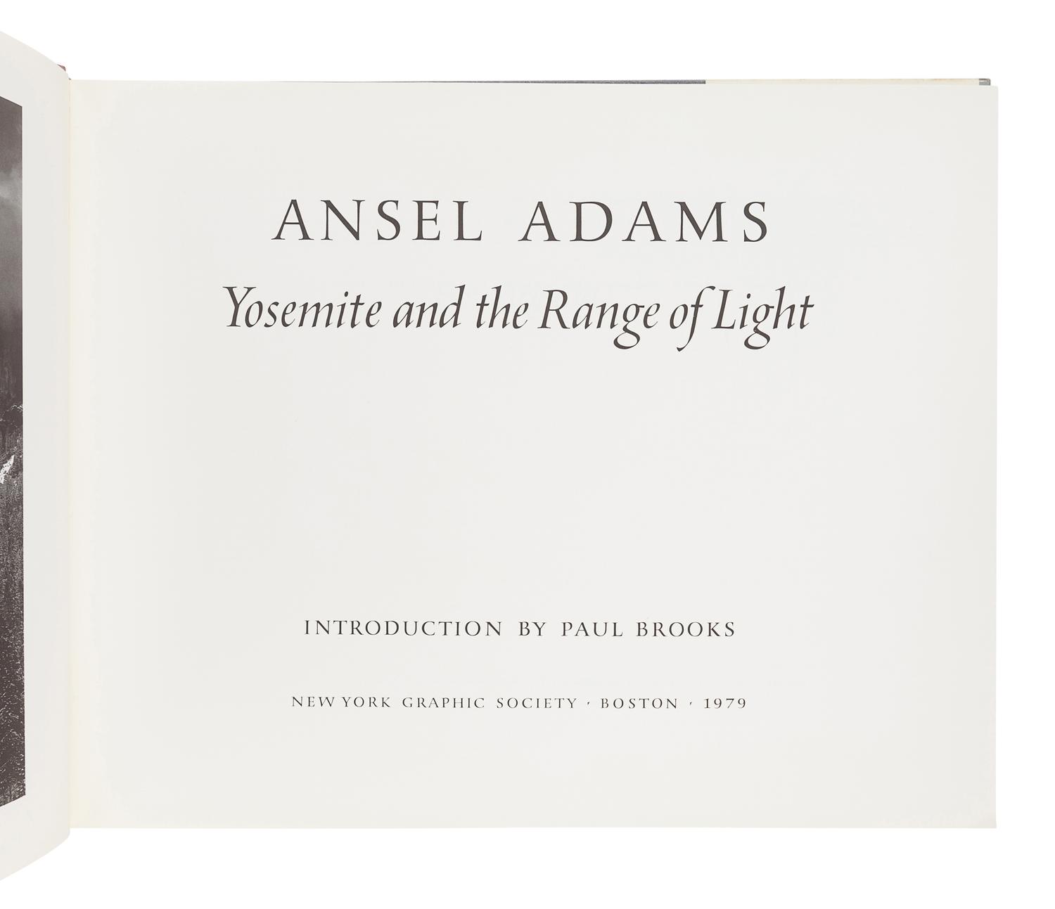 ADAMS, Ansel (1902-1984). Yosemite and the Range of Light . Boston: New York Graphic Society, 1979.