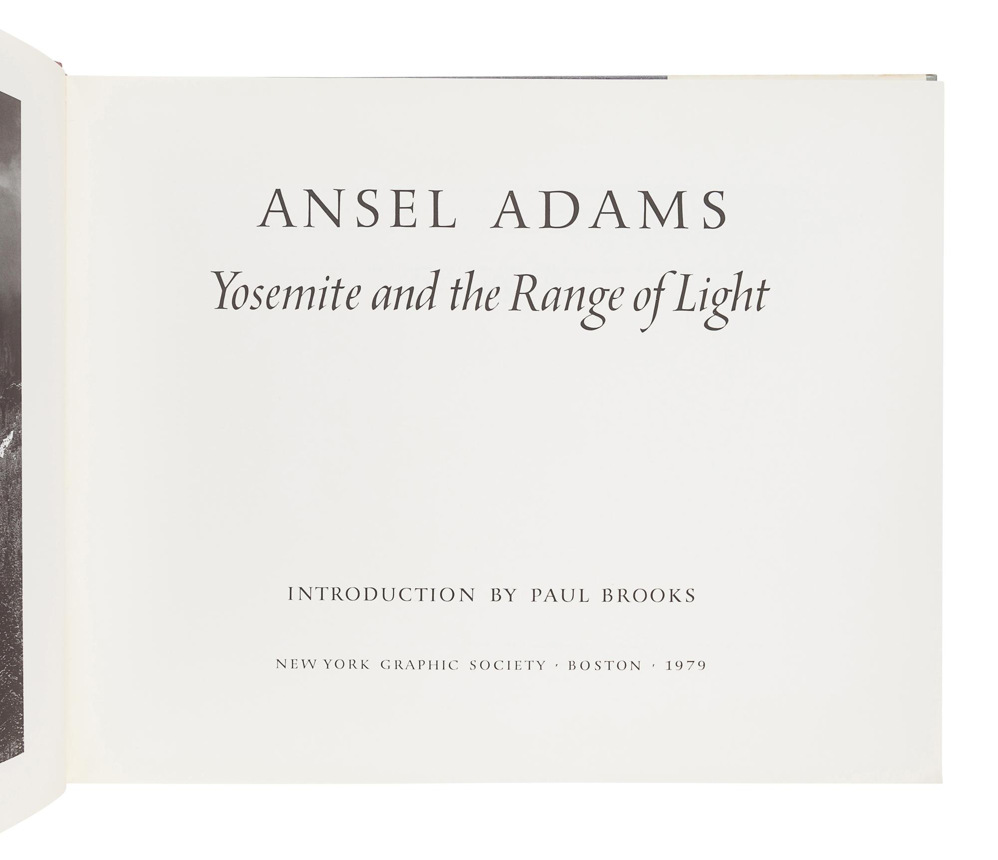 ADAMS, Ansel (1902-1984). Yosemite and the Range of Light . Boston: New York Graphic Society, 1979.