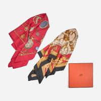 A Group of Two Silk Scarves by Hermès and Gucci Gucci, Hermès