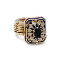 CONVERTIBLE YELLOW GOLD, DIAMOND AND ENAMEL RING/ BRACELET