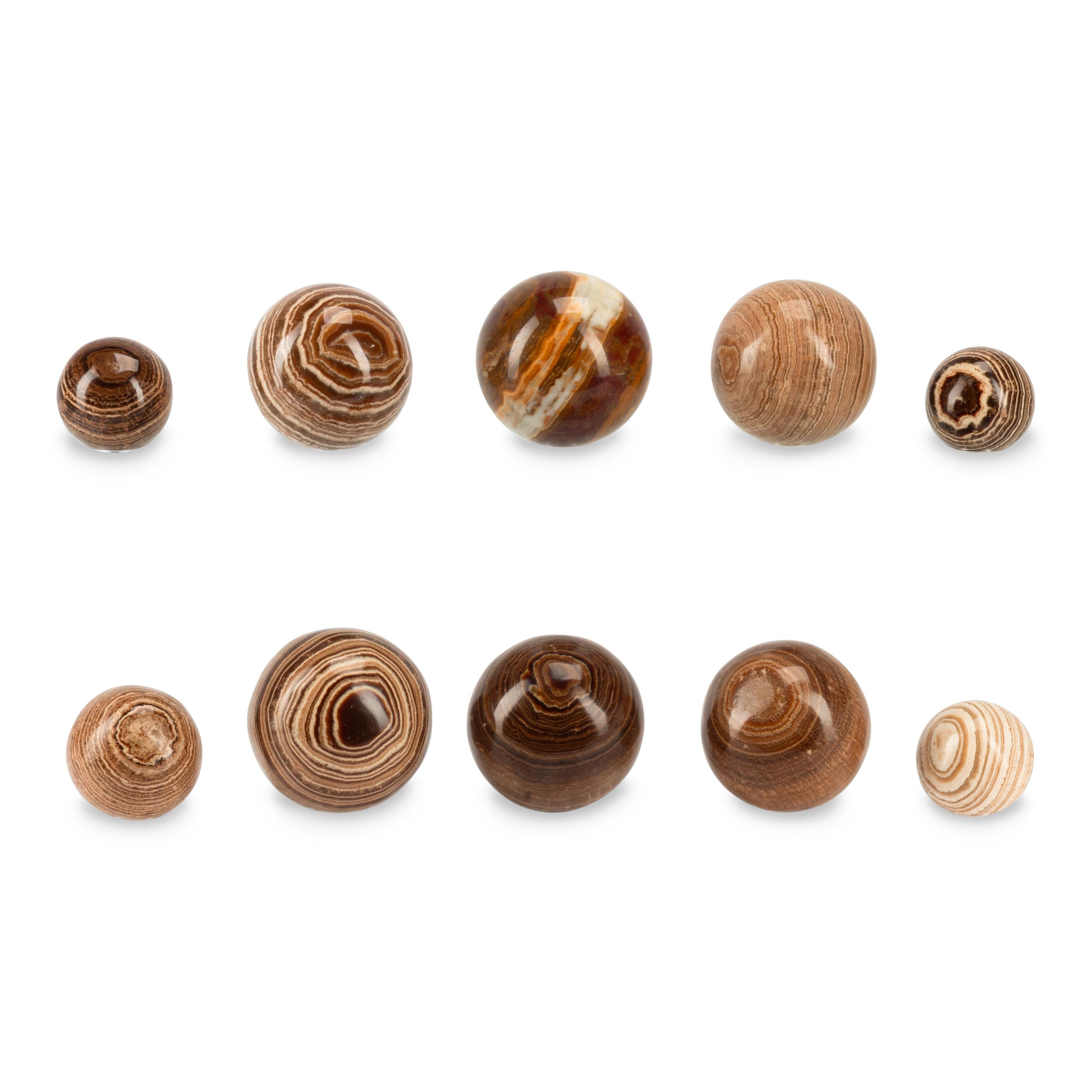 A Set of Ten Agate Spherical Ornaments
