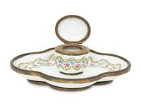 A Sèvres Porcelain and Gilt Bronze Inkwell